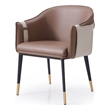 Cid Aldo 22 Inch Dining Chair- Brown Faux Leather- Black Metal- Wood