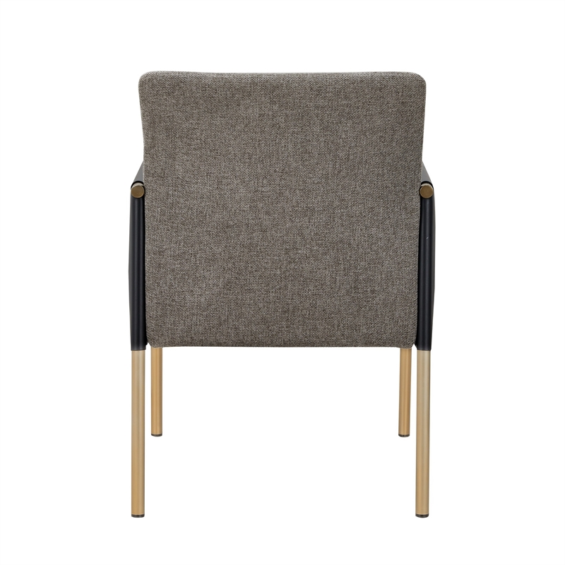 Cid Dorie 22 Inch Dining Chair- Dark Gray Faux  Leather- Brass Steel Legs