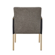 Cid Dorie 22 Inch Dining Chair- Dark Gray Faux  Leather- Brass Steel Legs