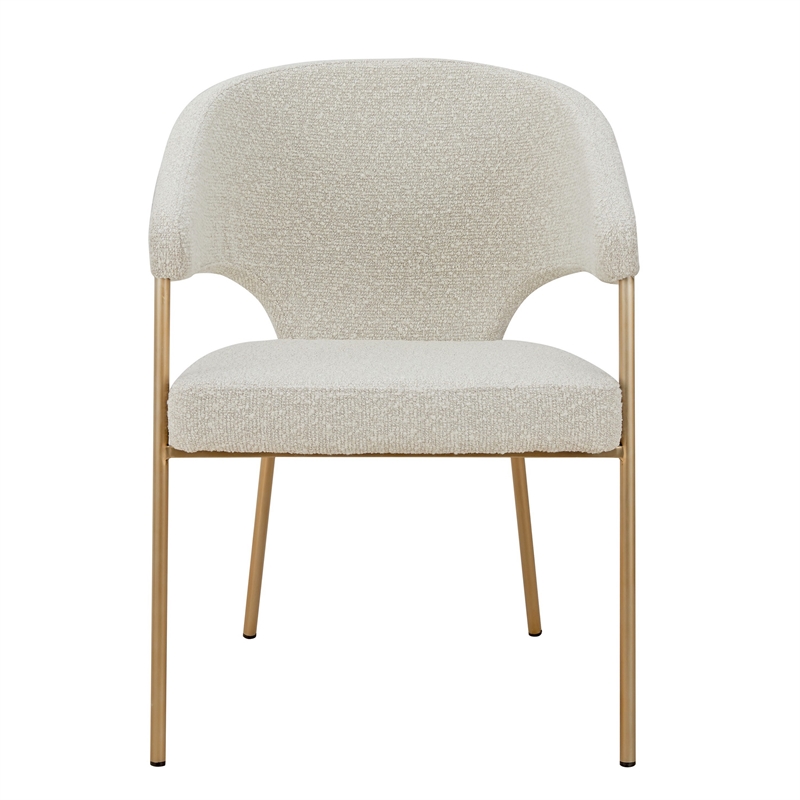 Cid Kasa 23 Inch Dining Chair- Light Gray Polyester- Brass Stainless Steel