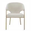 Cid Kasa 23 Inch Dining Chair- Light Gray Polyester- Brass Stainless Steel