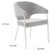 Cid Kasa 23 Inch Dining Chair- Light Gray Polyester- Brass Stainless Steel
