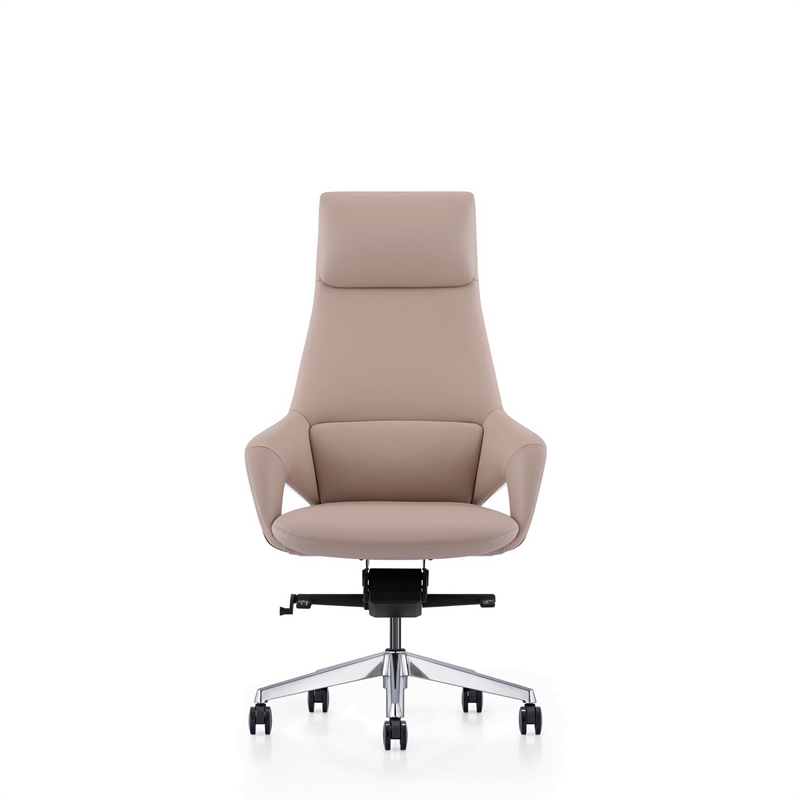Akon Office Recliner Chair- Adjustable Height- Swivel- Lux Beige Leather