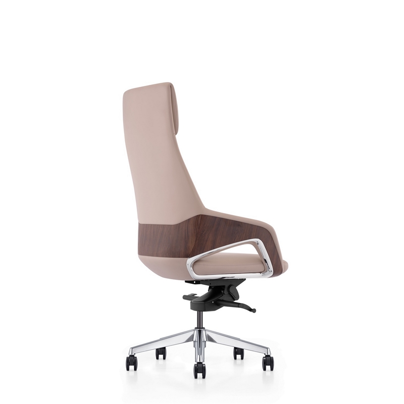 Akon Office Recliner Chair- Adjustable Height- Swivel- Lux Beige Leather