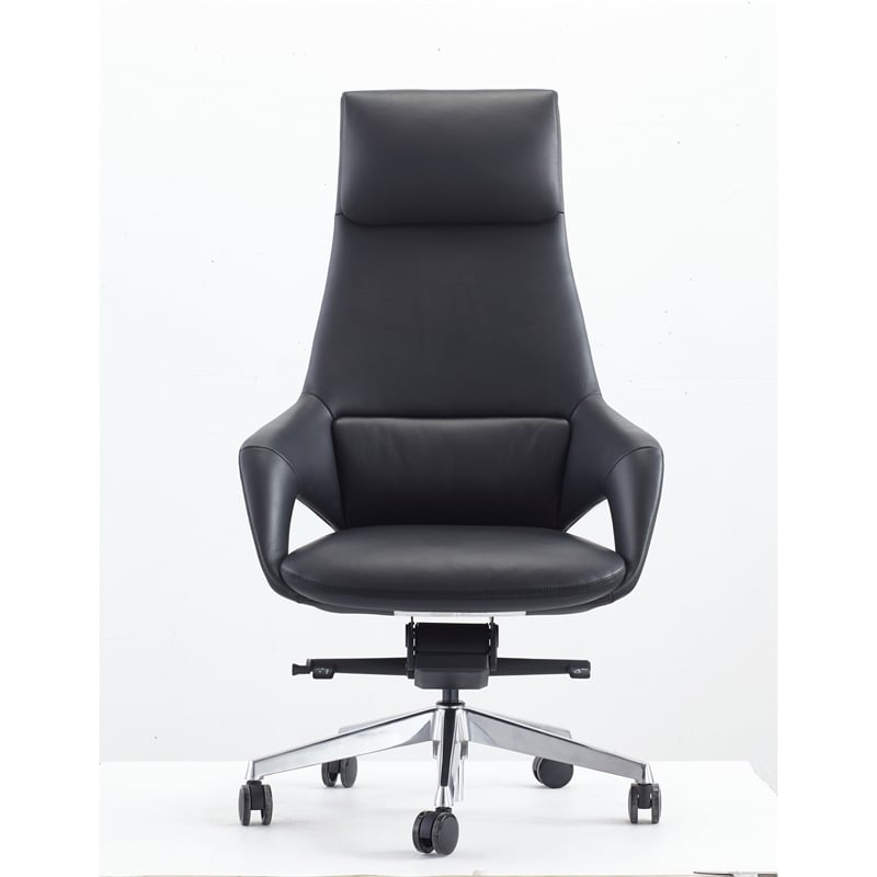 Akon Office Recliner Chair- Adjustable Height-Swivel- Lux Black Leather