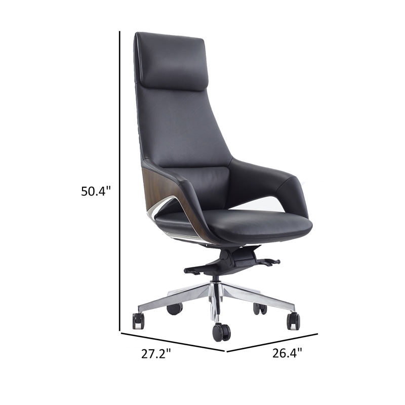 Akon Office Recliner Chair- Adjustable Height-Swivel- Lux Black Leather