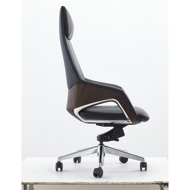Akon Office Recliner Chair- Adjustable Height-Swivel- Lux Black Leather