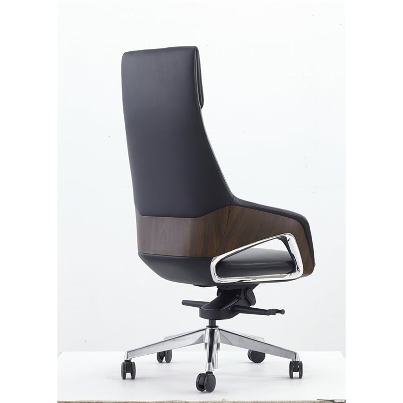 Akon Office Recliner Chair- Adjustable Height-Swivel- Lux Black Leather