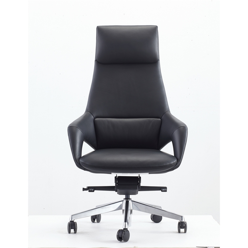Akon Office Recliner Chair- Adjustable Height-Swivel- Lux Black Leather