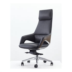 Akon Office Recliner Chair- Adjustable Height-Swivel- Lux Black Leather