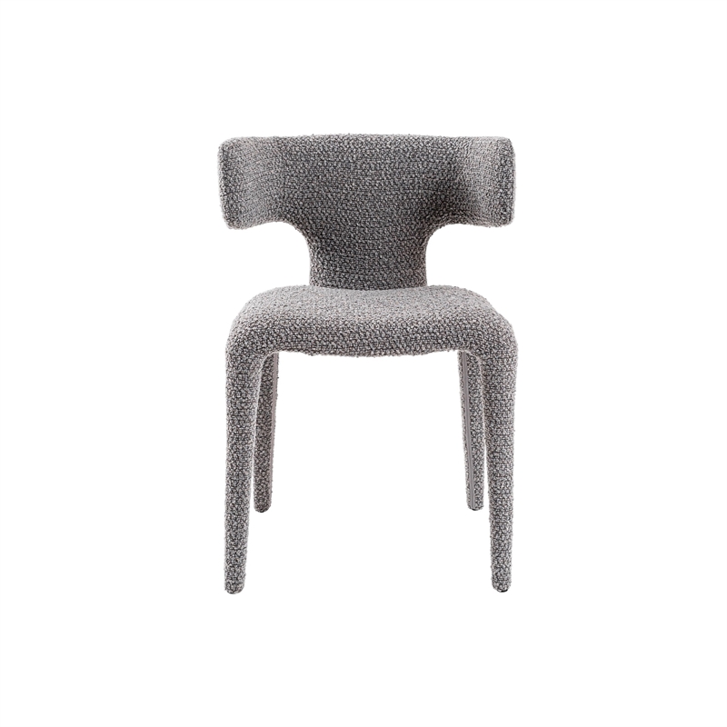 Cid Eve 21 Inch Dining Chair- Curved Wingback- Gray Textured Polyester