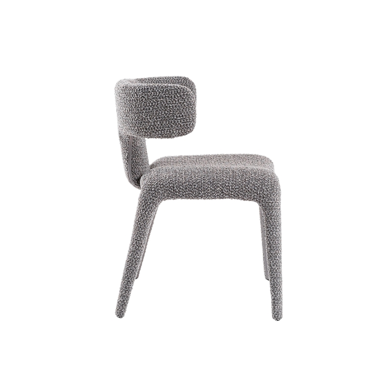 Cid Eve 21 Inch Dining Chair- Curved Wingback- Gray Textured Polyester