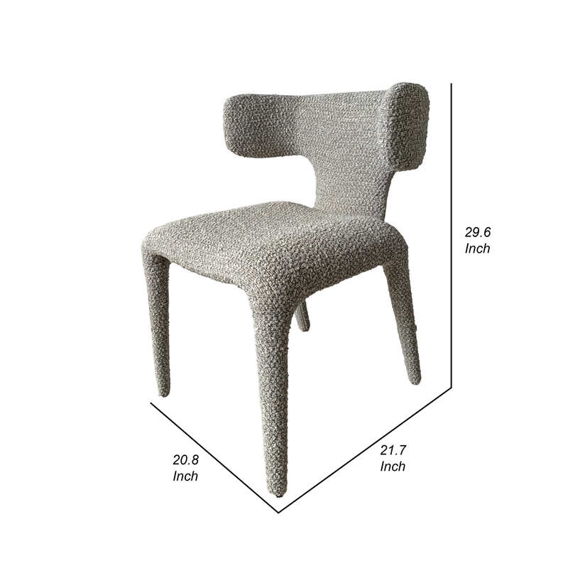 Cid Eve 21 Inch Dining Chair- Curved Wingback- Gray Textured Polyester