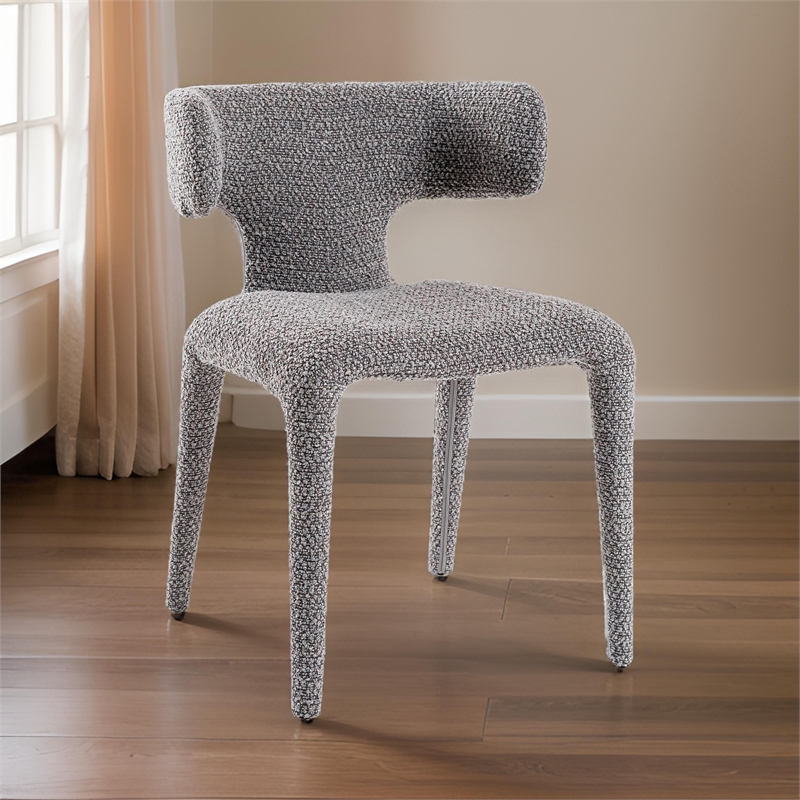 Cid Eve 21 Inch Dining Chair- Curved Wingback- Gray Textured Polyester