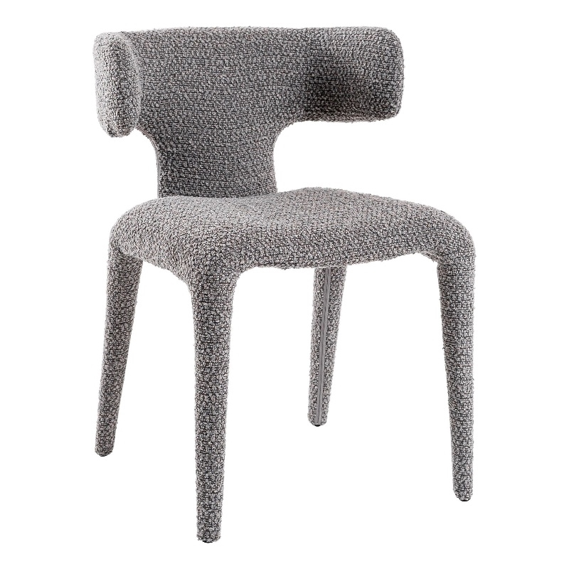 Cid Eve 21 Inch Dining Chair- Curved Wingback- Gray Textured Polyester