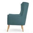 Ranie Accent Club Chair- Rubberwood Legs- Teal Button Tufted Polyester