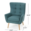 Ranie Accent Club Chair- Rubberwood Legs- Teal Button Tufted Polyester