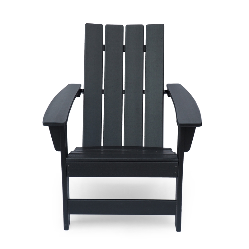 Elisa Outdoor Adirondack Chair- Waterfall Front- Slatted- Black Finish