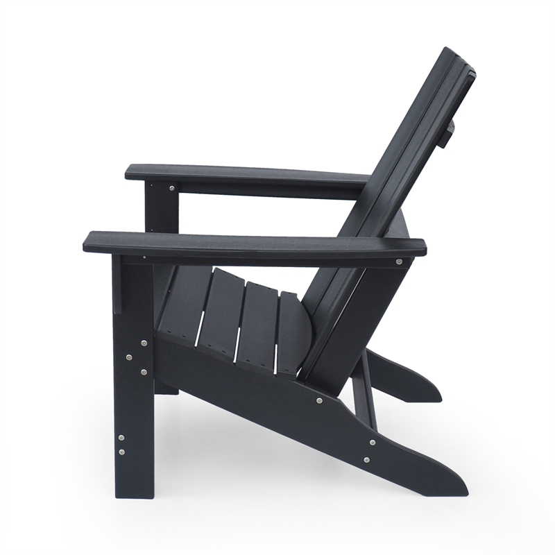 Elisa Outdoor Adirondack Chair- Waterfall Front- Slatted- Black Finish