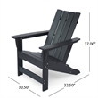 Elisa Outdoor Adirondack Chair- Waterfall Front- Slatted- Black Finish