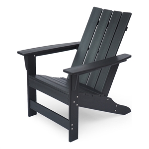 Elisa Outdoor Adirondack Chair- Waterfall Front- Slatted- Black Finish