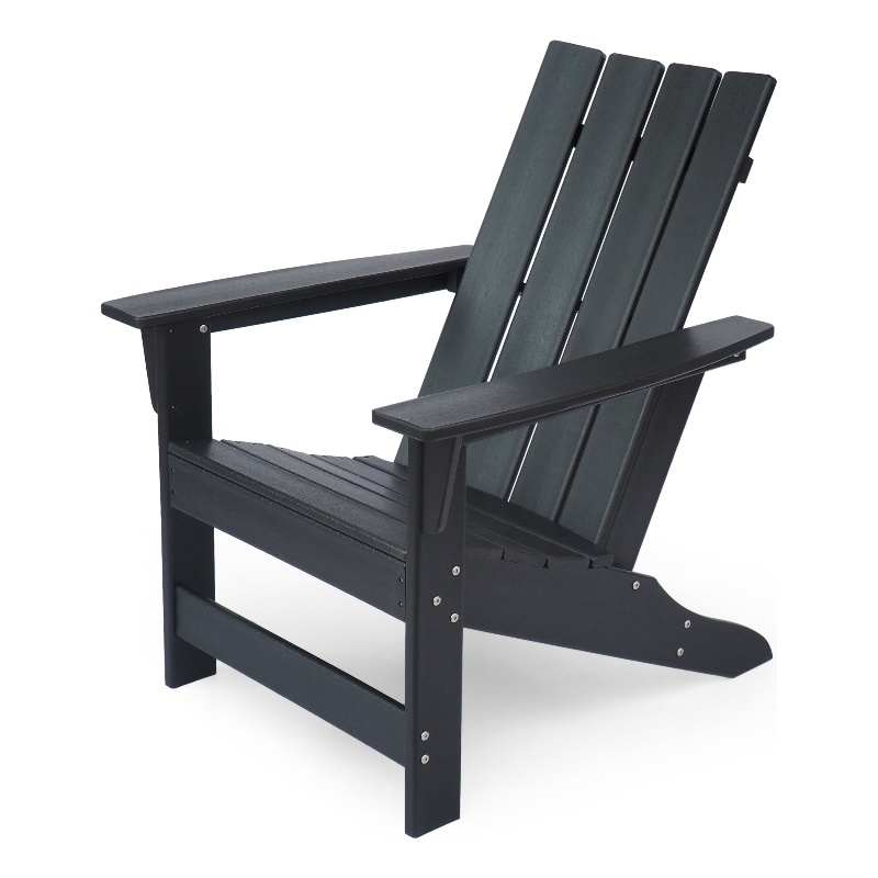 Elisa Outdoor Adirondack Chair- Waterfall Front- Slatted- Black Finish
