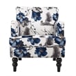 Lit Accent Chair- Button Tufted Floral White Blue Print- Multicolor