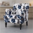 Lit Accent Chair- Button Tufted Floral White Blue Print- Multicolor