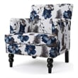 Lit Accent Chair- Button Tufted Floral White Blue Print- Multicolor