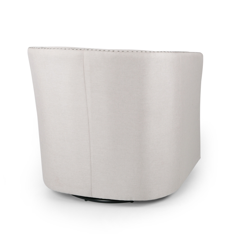 Swivel Accent Chair- Classic Round Barrel Style- Wheat Beige Fabric