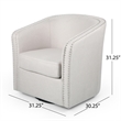 Swivel Accent Chair- Classic Round Barrel Style- Wheat Beige Fabric