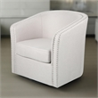 Swivel Accent Chair- Classic Round Barrel Style- Wheat Beige Fabric