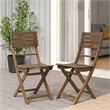 Cami Outdoor Foldable Bistro Chair- Slat Back- Cross Gray Acacia Wood