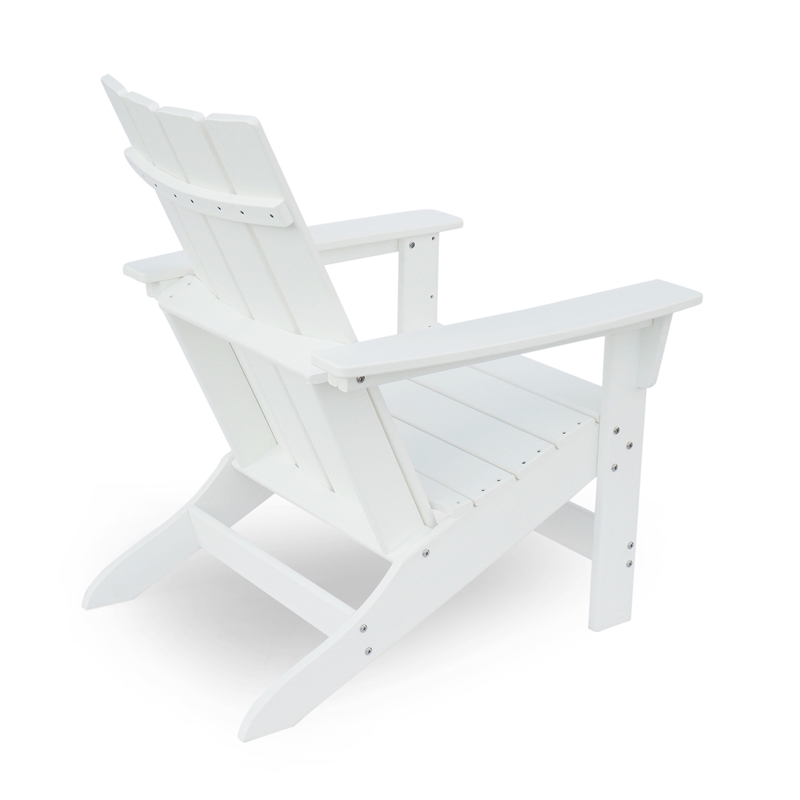 Elisa Outdoor Adirondack Chair- White Resin- Slat Panel Back and Seat