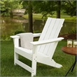 Elisa Outdoor Adirondack Chair- White Resin- Slat Panel Back and Seat
