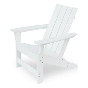Elisa Outdoor Adirondack Chair- White Resin- Slat Panel Back and Seat