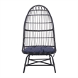 Elena Outdoor Chair- Basket Shape- Gray Fabric- Black PE Rattan- Iron