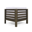 Lizzie Outdoor Corner Chair- Cross Back- White Fabric- Dark Gray Wood