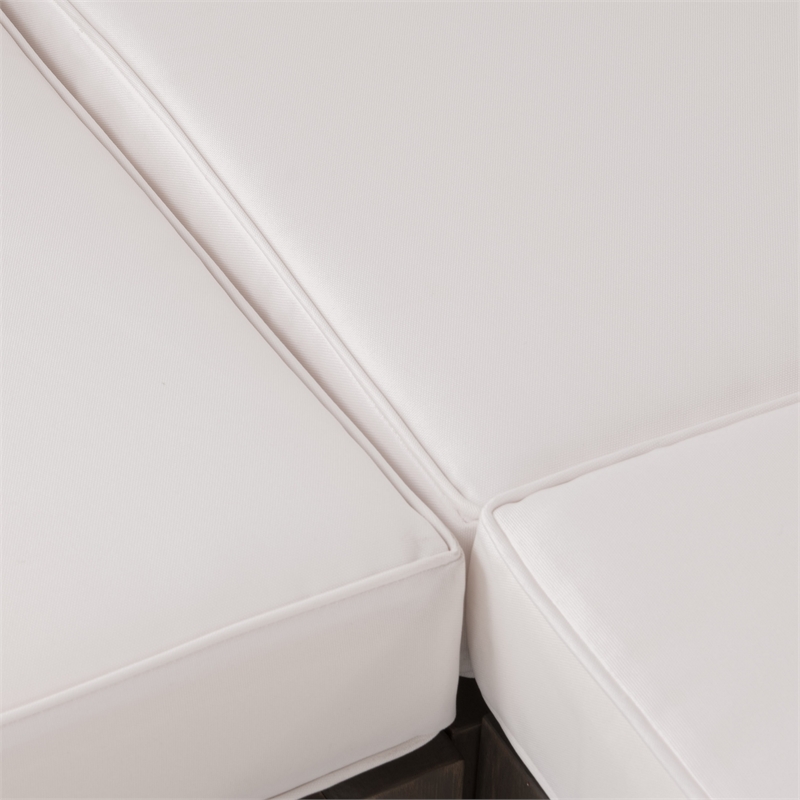 Lizzie Outdoor Corner Chair- Cross Back- White Fabric- Dark Gray Wood