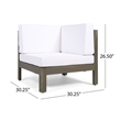 Lizzie Outdoor Corner Chair- Cross Back- White Fabric- Dark Gray Wood