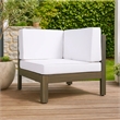 Lizzie Outdoor Corner Chair- Cross Back- White Fabric- Dark Gray Wood