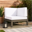 Lizzie Outdoor Corner Chair- Cross Back- White Fabric- Dark Gray Wood