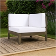 Lizzie Outdoor Corner Chair- Cross Back- White Fabric- Dark Gray Wood