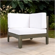Lizzie Outdoor Corner Chair- Cross Back- White Fabric- Dark Gray Wood