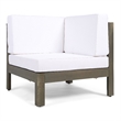 Lizzie Outdoor Corner Chair- Cross Back- White Fabric- Dark Gray Wood
