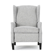 Nora Manual Recliner Lounge Chair- Wingback- Nailhead Trim- Gray
