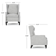 Nora Manual Recliner Lounge Chair- Wingback- Nailhead Trim- Gray