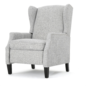 Nora Manual Recliner Lounge Chair- Wingback- Nailhead Trim- Gray