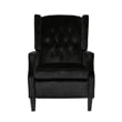 Octa Manual Recliner Chair- Button Tufted Wingback Design Black Velvet