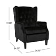 Octa Manual Recliner Chair- Button Tufted Wingback Design Black Velvet